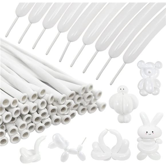 100Pcs 260 Balloons White Long Balloons for Balloon Garland Thickening Skinny - Picture 1 of 7